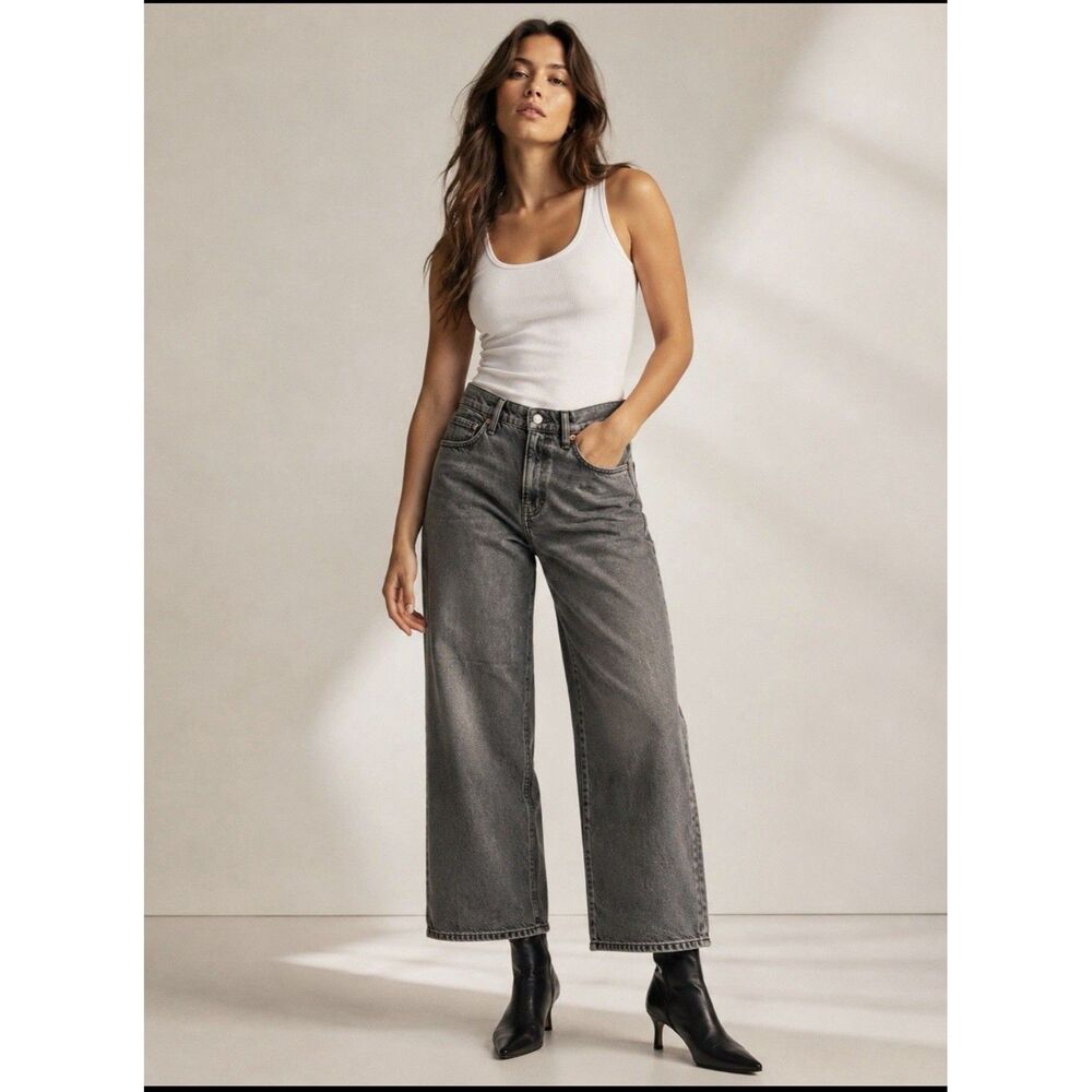 Lucky Brand Women's Gray Wide Leg Jeans 36x28 (Fits Sz 16) Read Academia
